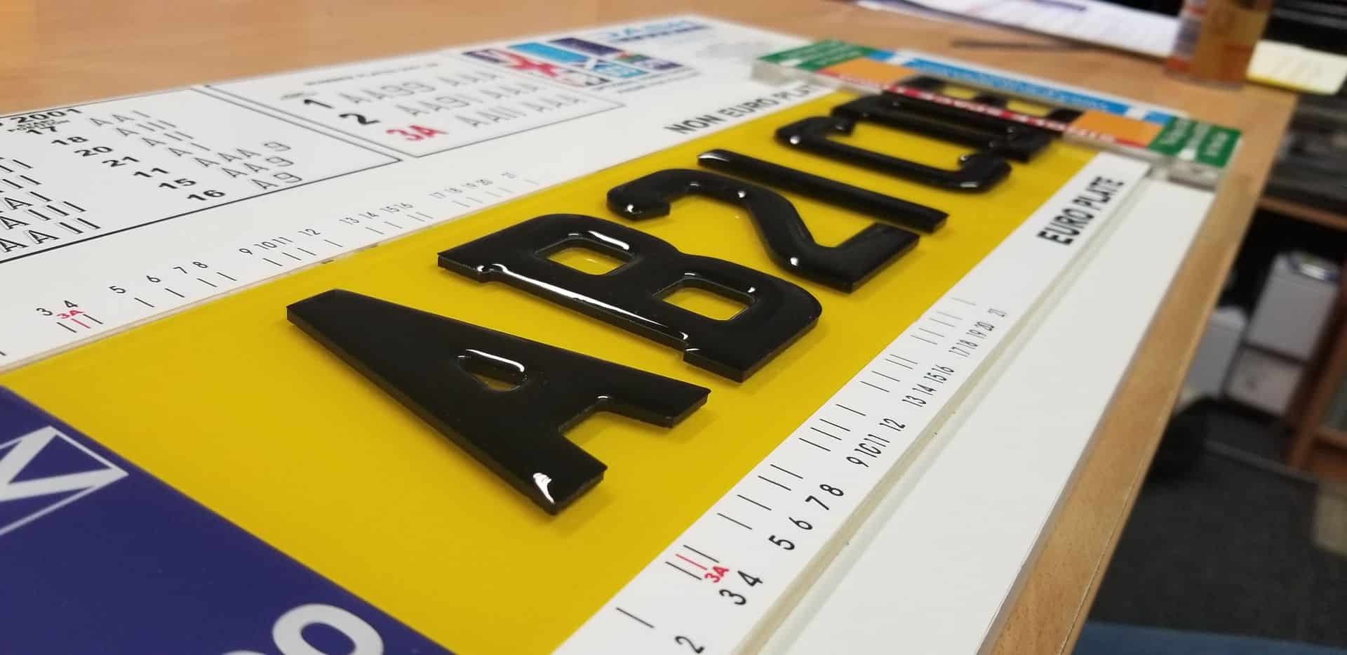 3D Gel Number Plate Letters