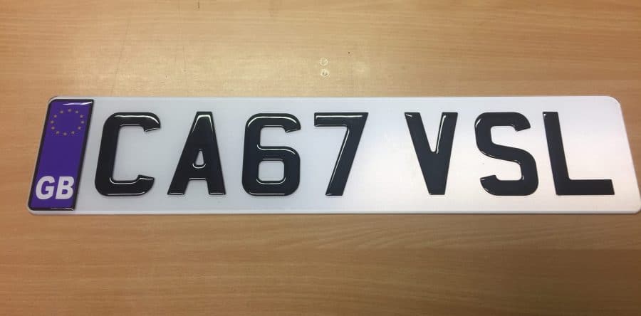 CA67 VSL 3D gel Number Plate Letters
