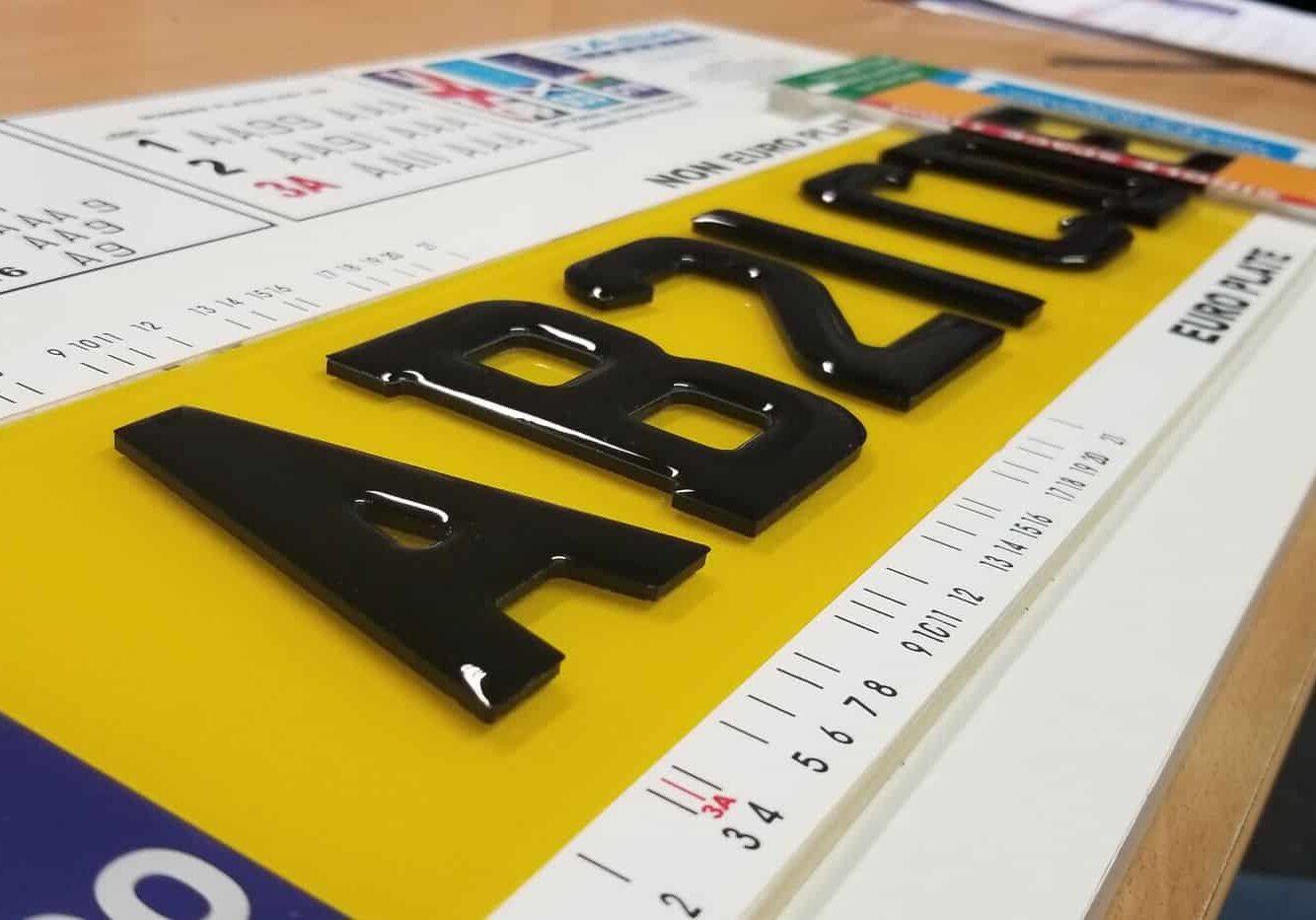 3D Gel Number Plate Letters